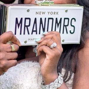 Kate Spade MR and MRS wedding license plate clutch